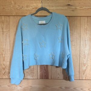 Pearl Star Cropped Sweatshirt - Light Blue
